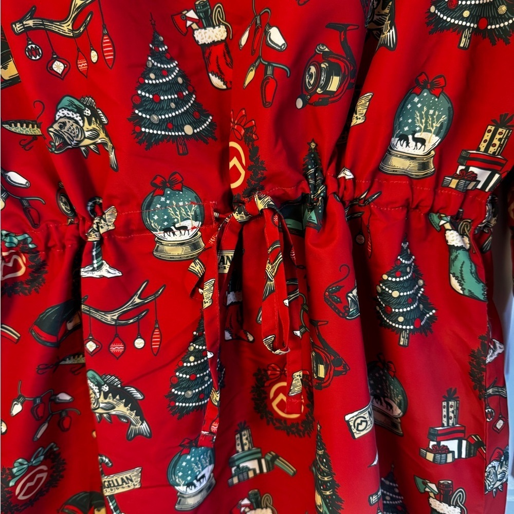 Magellan Outdoors Red Holiday Print Shirt Dress NWT - Picture 5 of 8